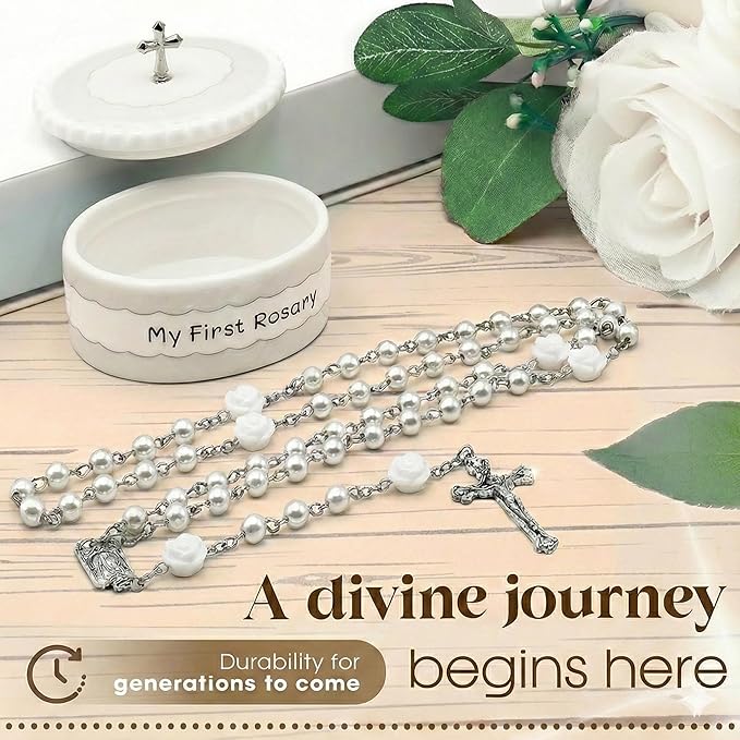 Baptism Gifts for Girl - My First Rosary and Keepsake Box, Blessed Baptism Gifts for Boys, Stunning First Communion Gifts or Blessed Christening Gift for Boys or Girls with Catholic Gift Box
