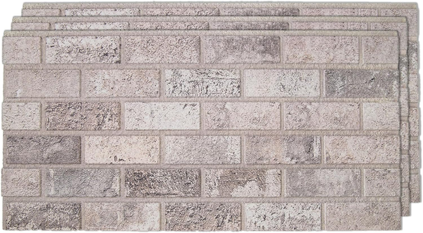 IZODEKOR 3D Brick Effect Wall Panels - Faux Brick Paneling for Living Room, Kitchen, Bathroom and More | Beige Dream - Pack of 3 Covers 16 sq ft