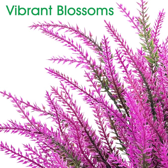 Ouddy Decor 12 Bundles Artificial Lavender Fake Flowers Faux Plastic Plants for Home Wedding Kitchen Garden Patio Window Box Office Table Centerpieces Indoor Outdoor Decor, Fuchsia