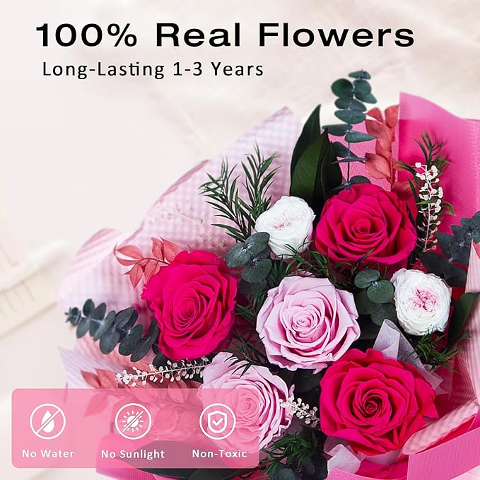 Vrioca Flowers for Delivery, Preserved Flowers Bouquets, Birthday Gifts for Women Mom