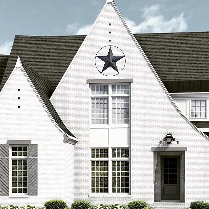 JoyEvy 24.5" Black Large Barn Star Wall Decor-Americana Exterior House Decor-Metal Star for Outside Texas Stars Art Rustic Vintage Western Country Home Farmhouse Wall Decoration