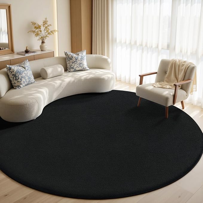 Sour Lemon 4ft Round Rugs for Bedroom, Circle Area Rugs for Living Room, Soft Fluffy Shaggy Carpet for for Living Room Playroom Kids Room Home Decor Aesthetic