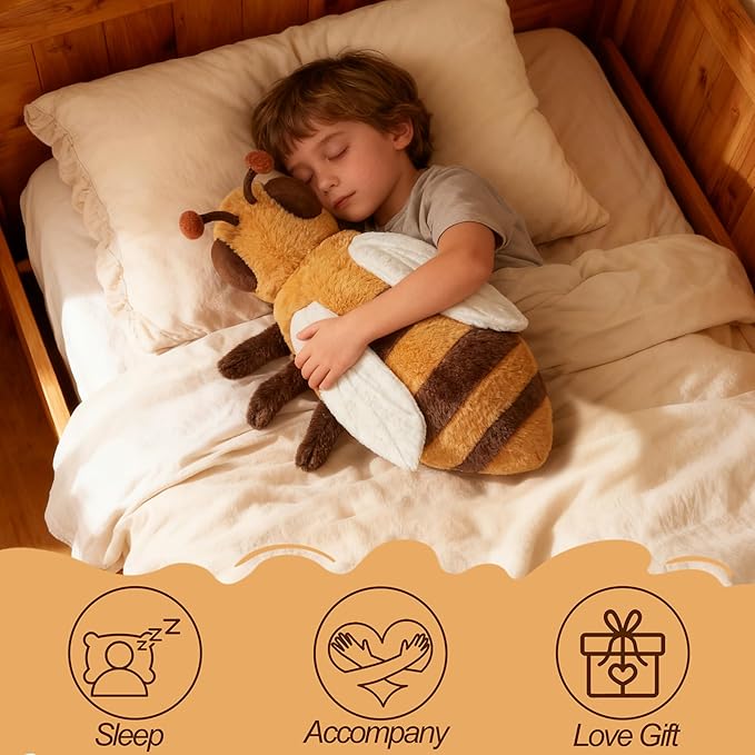 CSVBTRF Weighted Stuffed Animal, 4.2 lbs 21" Bee Plush Hugging Pillow for Gift - Bee Stuffed Animal