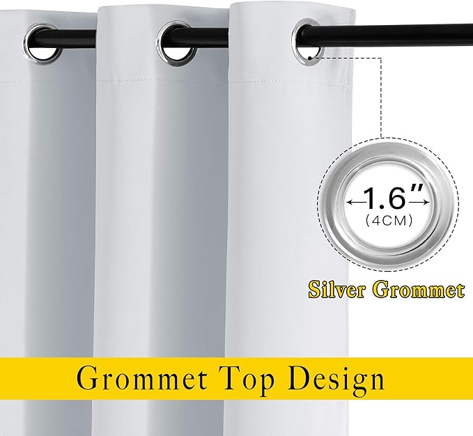 NICETOWN Room Darkening Curtain Panels - Window Treatment Thermal Insulated Grommet Window Treatments for Bedroom/Nursery (2 Panels, W37 x L54, Greyish White)