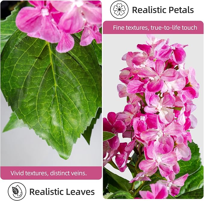 2 Pack Large Artificial Hydrangea Plants Fake Plastic plantas Flowers Trees UV Resistant Indoor Outdoor Realistic Floor Plants Faux Tree for Home Porch Garden Office Porch Patio Front Bonsai Decor
