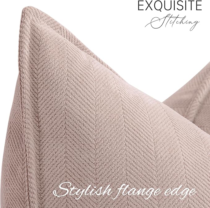 ZWJD Dusty Pink Valentine Pillow Covers 24x24 Set of 2 Chenille Throw Pillow Covers with Elegant Design Soft and Luxurious Decorative Throw Pillows for Couch, Bed, and Home Decor