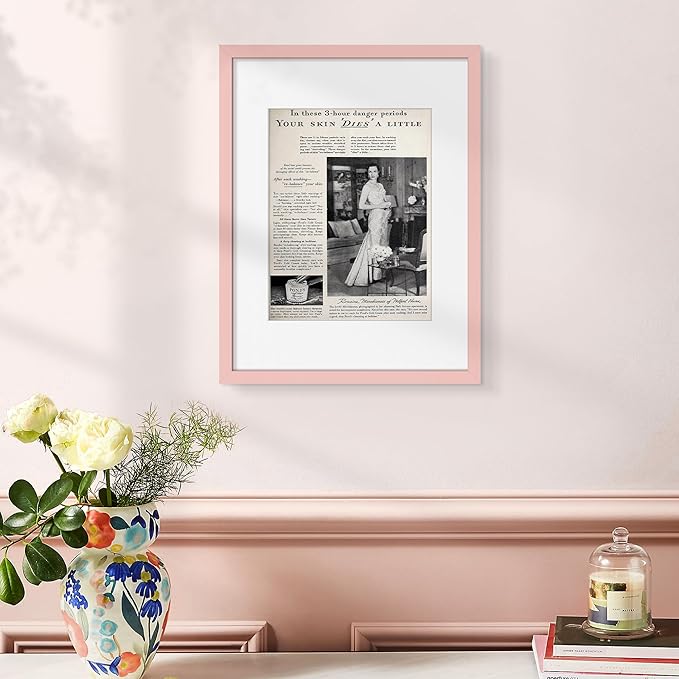 upsimples 12x16 Picture Frame, Display Pictures 8.5x11 with Mat or 12 x 16 Without, Wall Hanging Poster Frames, Pink, 1 Pack