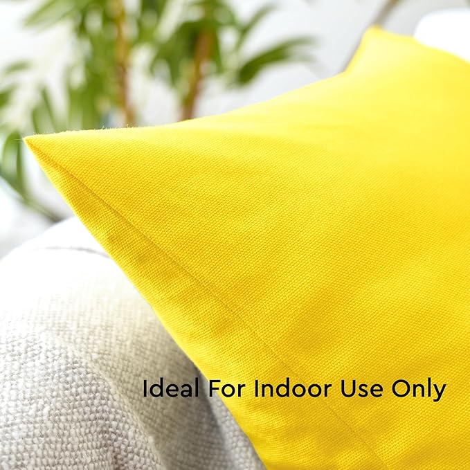Encasa XO Throw Pillow Covers 16x16 in Set of 2 Sunbeam Yellow | No Inserts | Cotton Pillow Covers for Living Room, Bed, Sofa, Couch | Decorative Cushion Covers with Improved Zipper