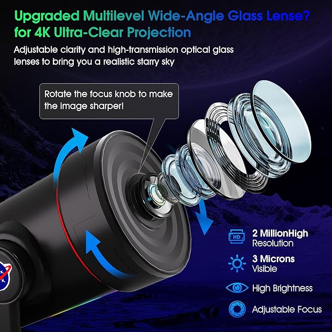 Galaxy Projector，Upgraded HD Star Projector Lens, 10 Realistic Nebula Scenarios Room Lights，Timer off Controls&8-Color Night Light，Super Wide Ceiling Coverage for Bedrooms Home Theaters Kids Rooms