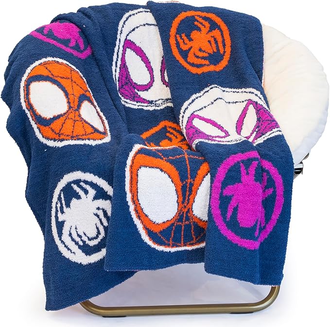 Jay Franco Marvel Spidey & His Amazing Friends Feather Knit Fluffy Throw Blanket - Ghost Spider and Miles Morales Fuzzy Blanket Measures 50 x 60 inch - Super Soft Lightweight Bedding