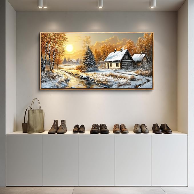 XIGUANGART Large Canavs Wall Art,Landscape Wall Art,Forest Pictures for Bedroom,Nature Paintings Wall Decor,Cottage Artwork for Walls,Vintage Rustic Farmhouse Art Prints for Living Room Kitchen Office