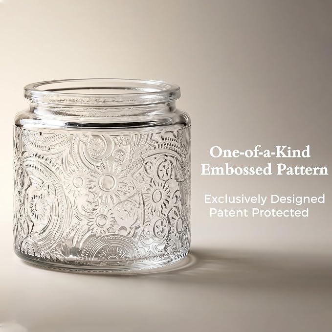 10 oz Multi-color Sun Moon Stars Candle Jars with Metal Lids, 9 Pack | Patented Embossed Design, Includes Wick Centering Devices & Warning Labels, Multiple Color Options