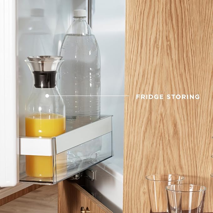 EVA SOLO | Fridge Carafe 1.0L | For Hot & Cold Drinks | 100% drip-free | Dishwasher-safe Borosilicate Glass | Stainless steel & Silicone Pouring Lip | Fits Most Refrigerator Doors | Danish Design
