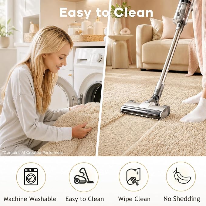 Ophanie Small Rug Washable Non Slip Throw Bedside Area Rugs, Fluffy Soft Beige Mini Bedroom Carpet, Affordable Door Entryway Indoor Inside Front Entrance Dog 2x3 Mat, Home Decor Aesthetic, Nursery