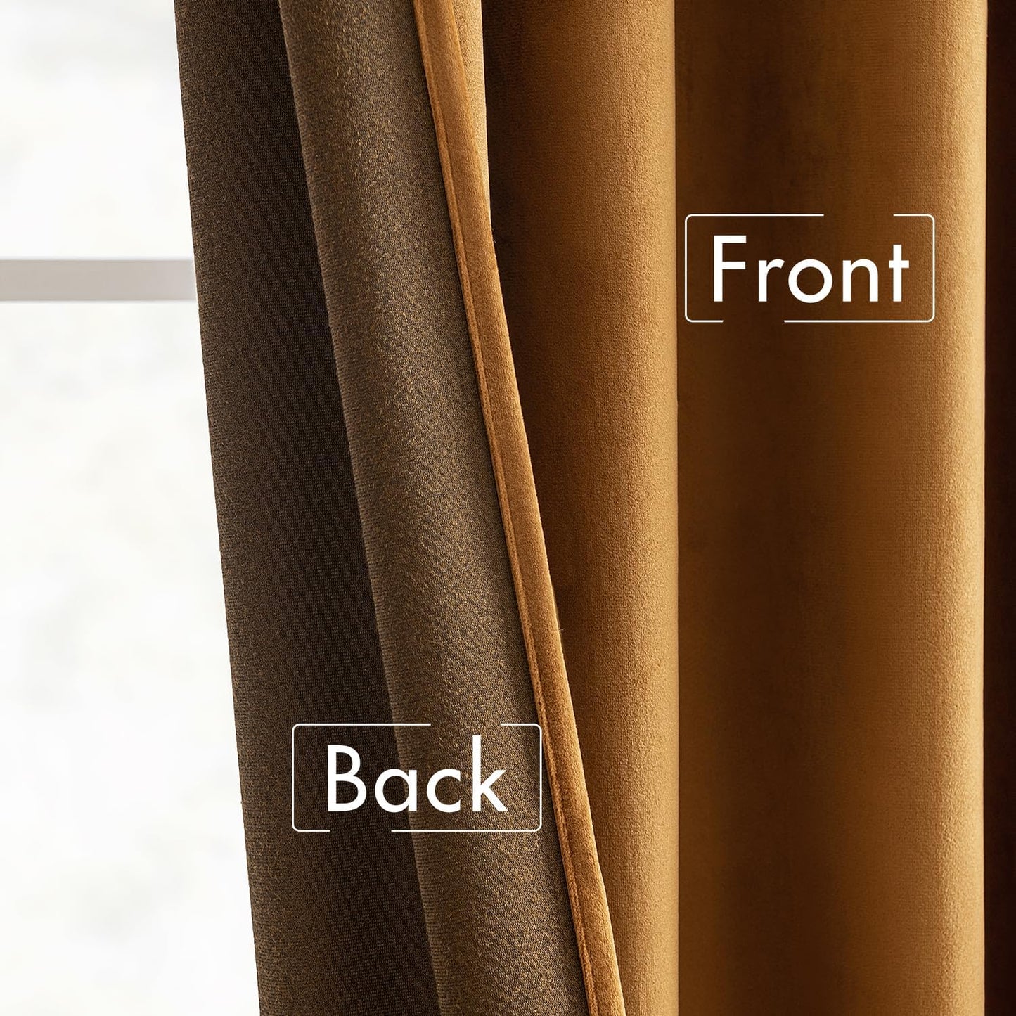 MIULEE Gold Brown Velvet Curtains 108 inches Long 2 Panels - Luxury Pinch Pleated Room Darkening Window Drapes for Bedroom Living Room Thermal Insulated Super Soft Extra Long, Back Tab Rod Pocket