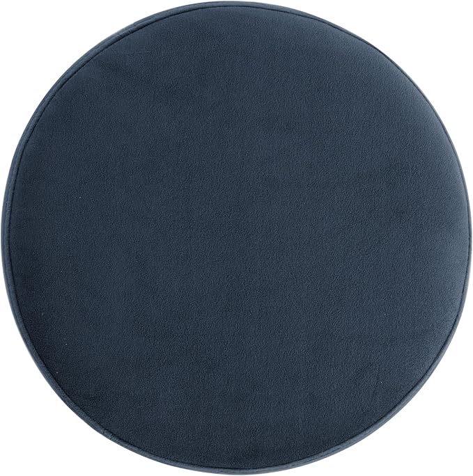 HomePop Organic Shape Ottoman (No Lid, Seat Only) | HomePop Home Décor | Round Pouf Foot Rest – Blue Velvet