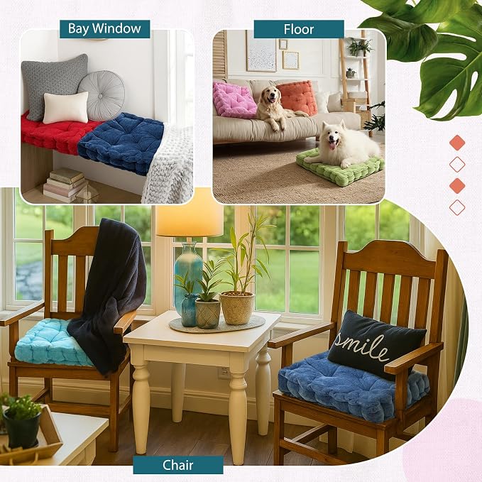 Jerify 8 Pcs Floor Pillow Cushions Large Round Square Large Meditation Floor Pillow for Classroom Adult Meditation Picnic Party Seating Learning Daycare School (Squares,Mixed Colors)