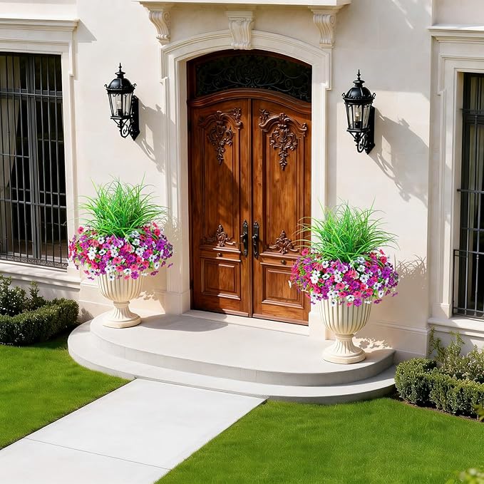 Artificial Flowers for Outdoors 14 Bundles UV Resistant Fake Flowers Daisy with Greenery Plants Faux Outdoor Flowers for Spring Summer Decoration Outdoor Faux Plants Home Window Porch Patio Yard