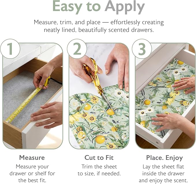 Scented Drawer Liners for Dresser Fragrant Paper Liner for Drawers Cabinet Shelf Linen Closet and Kitchen Scent Liners Non Adhesive (Golden Orchard)