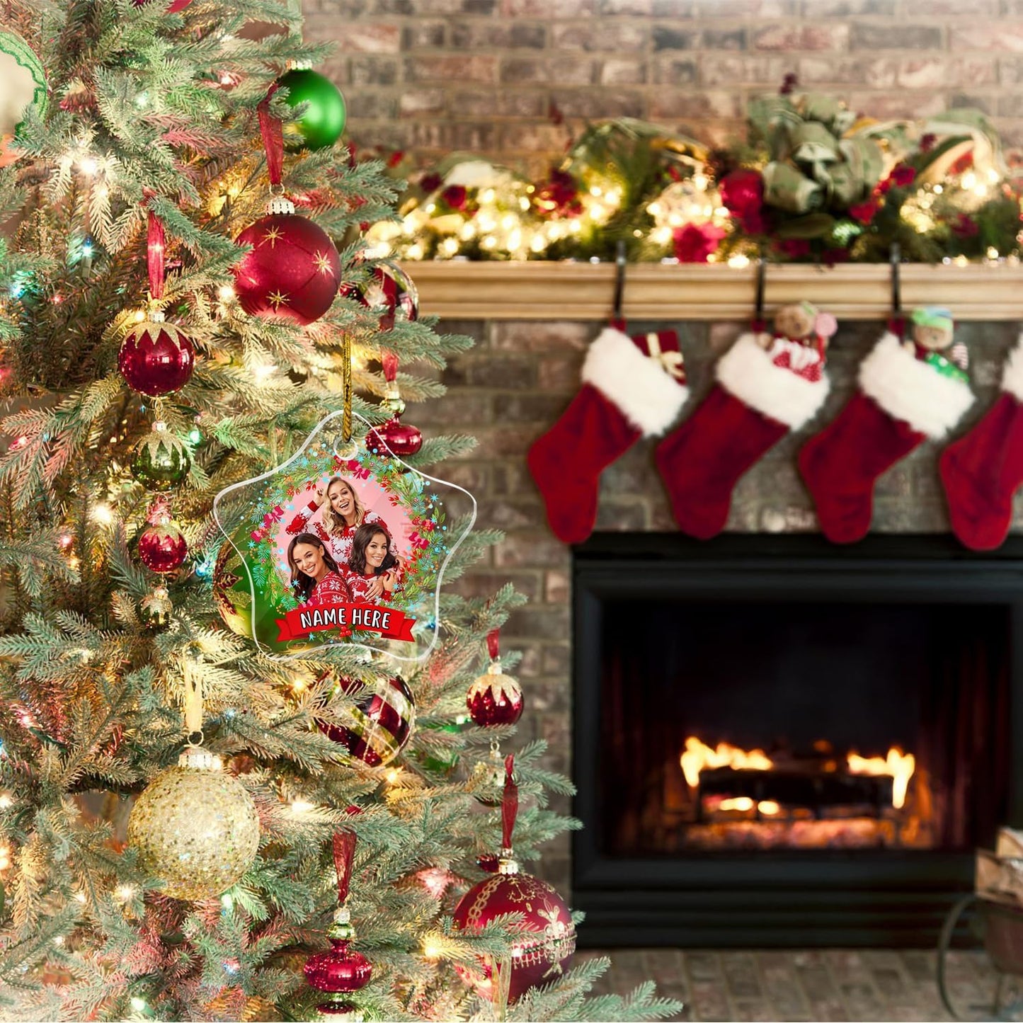 Personalized Christmas Ornaments, Crystal Custom Hanging Ornaments, Decorative Photo Hanging Glass Pendant, Design Own Picture, Gifts for Christmas, Star Decor for Family/Friends