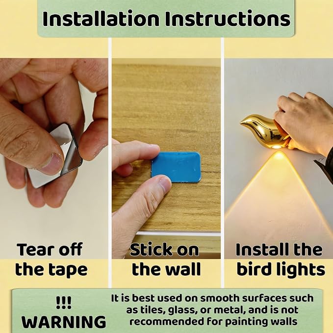 Cute Bird Night Light: Motion Sensor Lights Indoor - Magnetic Mounting & 3 Color Dimmable - One Charge Three Weeks of Worry-Free Use - 4-Pack Set (White)