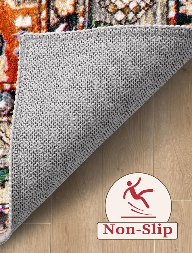 SERISSA Runner Rug for Hallways, 3x14 Washable Non Slip Kitchen Runner Rug, Extra Long Boho Rug Ultra Soft Vintage Tribal Print Floor Carpet for Bedroom Hallway Entryway Bathroom Laundry Room