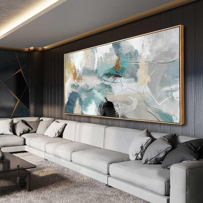 Kureful Large Canvas Wall Art Minimalist Decor Living Room Pictures Grey Wall Decor Hand Painted Artwork for Bedroom Kitchen Hotel Wall Decoration 30x60 Inch