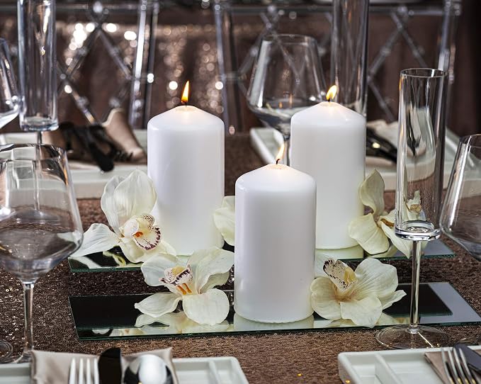 BOLSIUS 12 White Pillar Candles - 2.7 x 5 Inches Unscented Candle Set - 43 Hours - Dripless Clean Burning Smokeless Dinner Candle - Perfect for Wedding Candles, Parties and Special Occasions