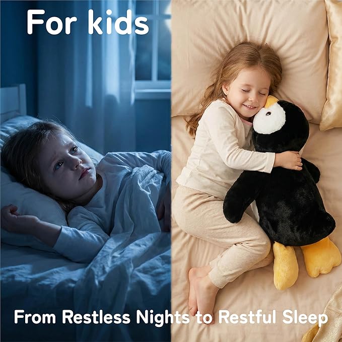 Niuniu Daddy Penguin Weighted Stuffed Animals for Kids & Adults, 24" | 5lb Large Weighted Plushies Pillow for Sleeping and Calming, Cute Lying Plush Toy Huggable Gift for Everyday Comfort