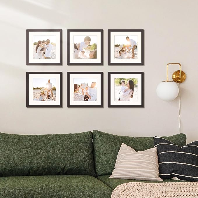 upsimples 11x11 Picture Frame, Display Pictures 8x8 with Mat or 11 x 11 Without, Wall Hanging Square Frames, Black, 1 Pack