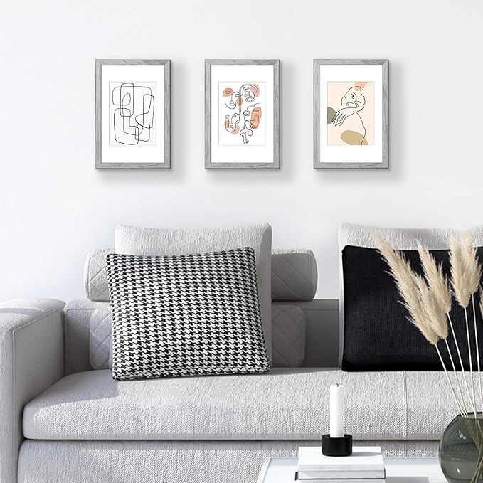 upsimples 8x12 Picture Frame, Display Pictures 6x8 with Mat or 8 x 12 Without, Wall Hanging Photo Frames, Gray, 1 Pack