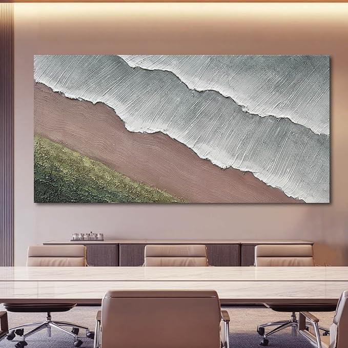 SHEYOYE Large Abstract Green Canvas Wall Art and White Home Decor Beach Wall Art | Dining Room Wall Decor for Living Room, Bedroom & Office 29" x 58"