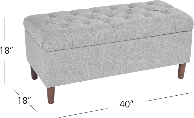 HomePop 40" Ainsley Button Tufted Storage Bench - Gray Woven