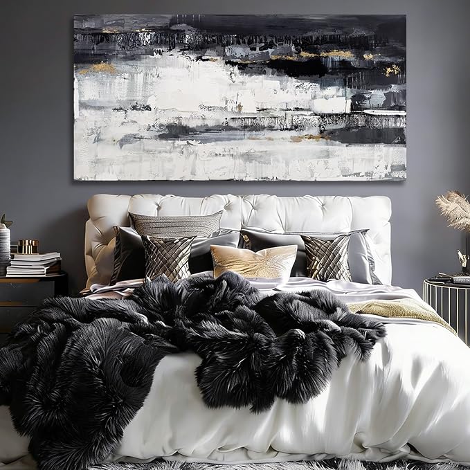 Dolidoteart Large Abstract Wall Art, Black and White Wall Decor, Modern Printed Canvas Artwork for Walls, Living Room, Bedroom, Dining Room, Home Office, 29 x 58 Inches