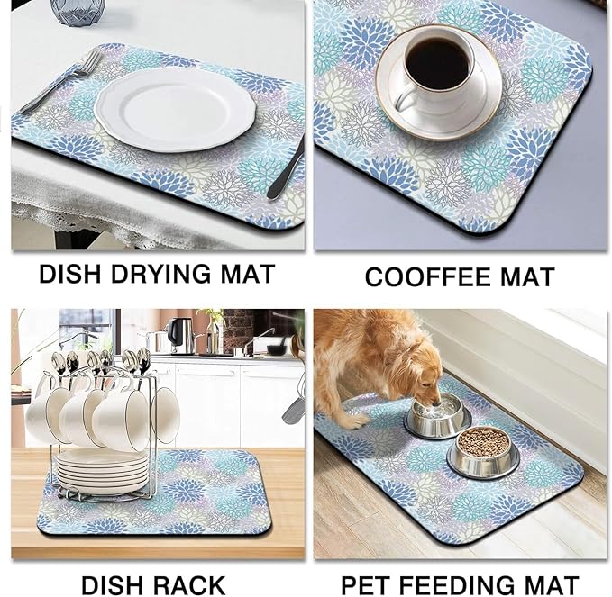Fun Coffee Mat 24inx18in,Coffee Bar Mat for Countertops,Absorbent Hide Stain Anti-Slip Coffee Bar Accessories Fit Under Coffee Machine Mat,dish Drying Mats for Kitchen