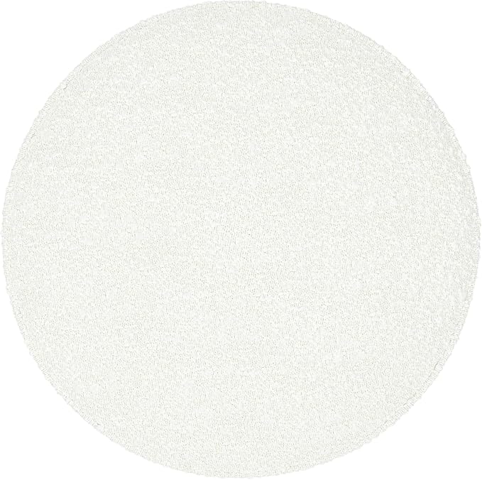 Spatial Order 22" Round Ottoman with Wooden Base - Cream Textural Fabric