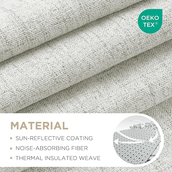 Joydeco Blackout Curtains for Bedroom - 100% Light Blocking 2 Panels Set White Drapes 42" W x 72" L, Thermal Insulated Room Darkening Curtains, Linen Textured for Living Room, Rod Pocket & Back Tabs