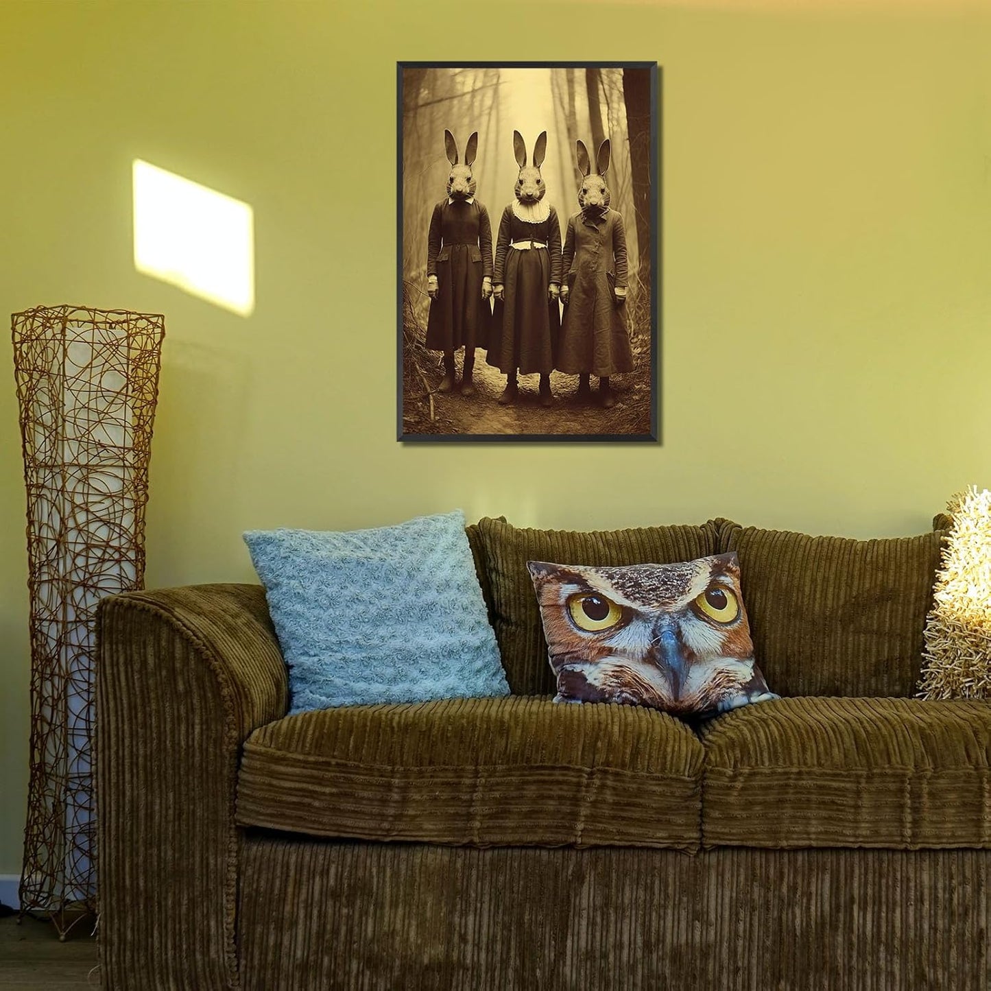 Vintage Halloween Wall Decor Rabbit Cult of the Occult Forest Canvas Wall Art Poster Gothic Dark Academia Decorations Room Creepy Print Spooky Pictures 24X36inch Aluminum Framed