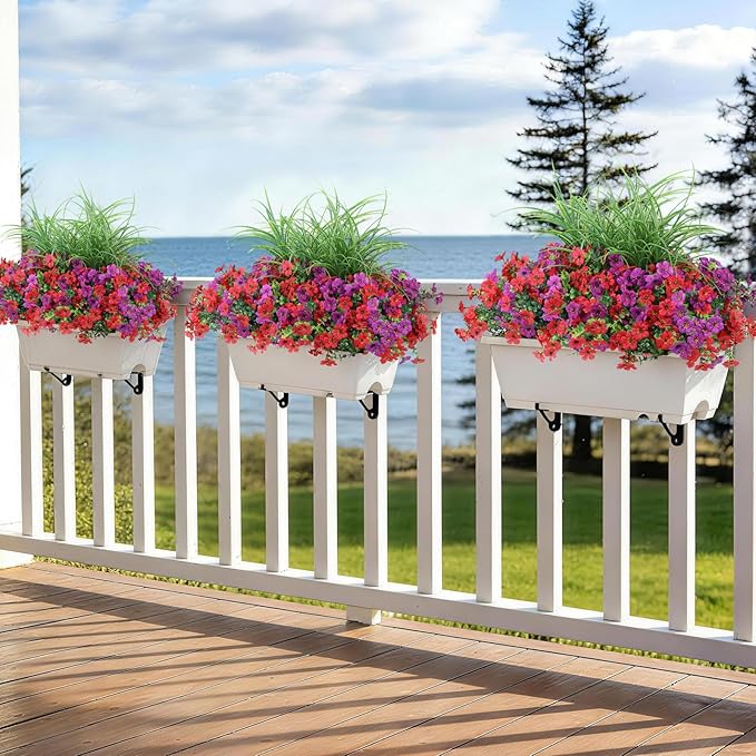 Artificial Flowers for Outdoors 14 Bundles UV Resistant Fake Flowers Daisy with Greenery Plants Faux Outdoor Flowers for Spring Summer Decoration Outdoor Faux Plants Home Window Porch Patio Yard