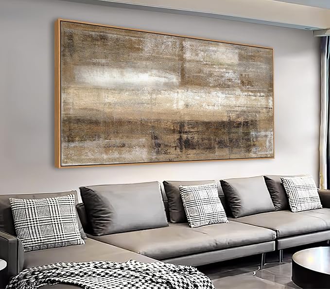 yearainn Abstract Wall Art Large Canvas Picture Modern Brown Canvas Painting Artwork Abstract Canvas Prints Wall Decoration for Living Room Bedroom Office Home Wall Decor Framed Ready to Hang 29x58in