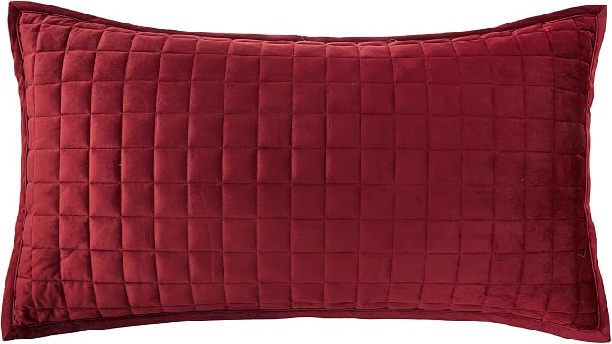 Tribeca Living Luxury Velvet Quilt King Size Set - 260GSM Ultra-Soft Oversized Velvet Bedspread Comforter Set with 2 Shams, in Florence Burgundy