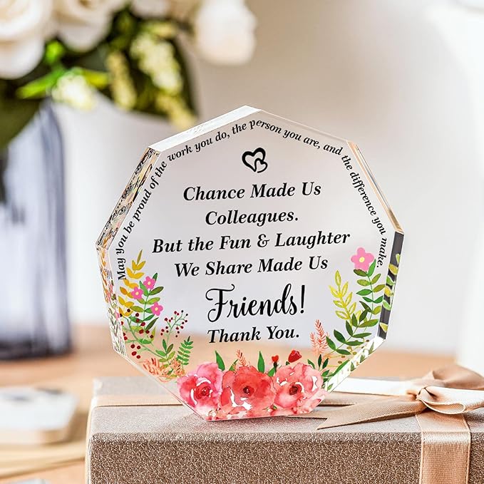 Yinder Thank You Gifts for Women Appreciation Gifts for Coworker Employee Nurse Teacher Leader Boss Inspirational Quotes Acrylic Desk Decor for Home Office Farewell Retirement