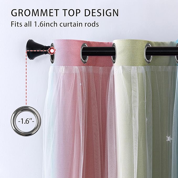 XiDi Curtains for Girls Bedroom Decro,Blackout for 84 Inches Long for Kids Room, Colorful Rainbow Style, Unicorn Wall Decor Ombre Curtains, Princess Room Pink/Blue