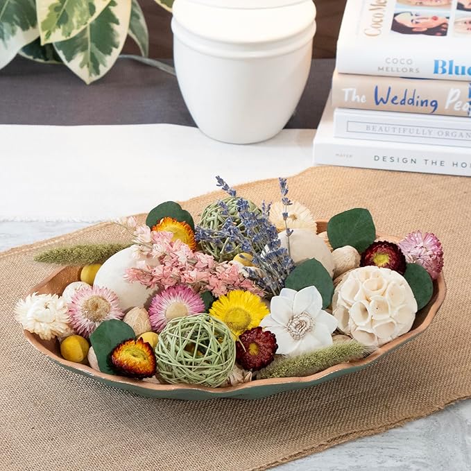 ANDALUCA Maison Box Dried Flowers Fragrance Potpourri Decorative Vase & Bowl Filler Home Décor (Floral Strawflowers)