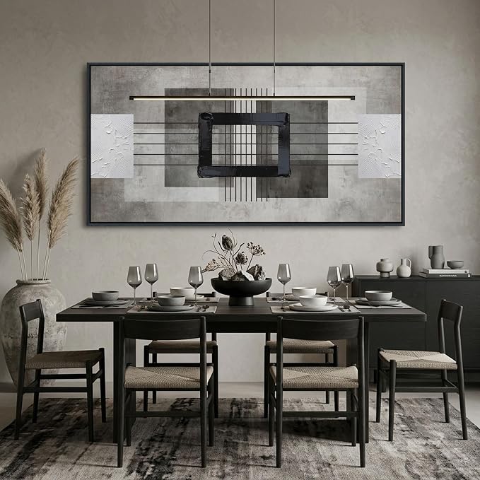 Large Abstract Canvas Wall Art for Living Room - Modern Neutral Beige & Gray Framed Artwork, Minimalist Textured Wall Paintings for Bedroom Decor, Sophisticated Gallery Pictures 24×48IN