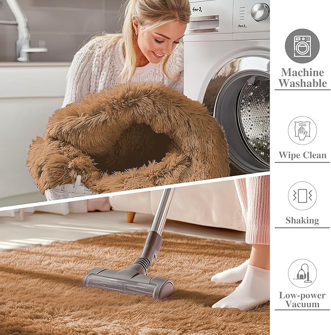 OLANLY 2x5 Machine Washable Runner Rugs for Hallway, Soft Fluffy Shaggy Bedside Rugs for Bedroom, Living Room, Indoor Floor Carpet for Kids Girls and Boys, Nursery Rooms, Home Decor Aesthetic, Khaki