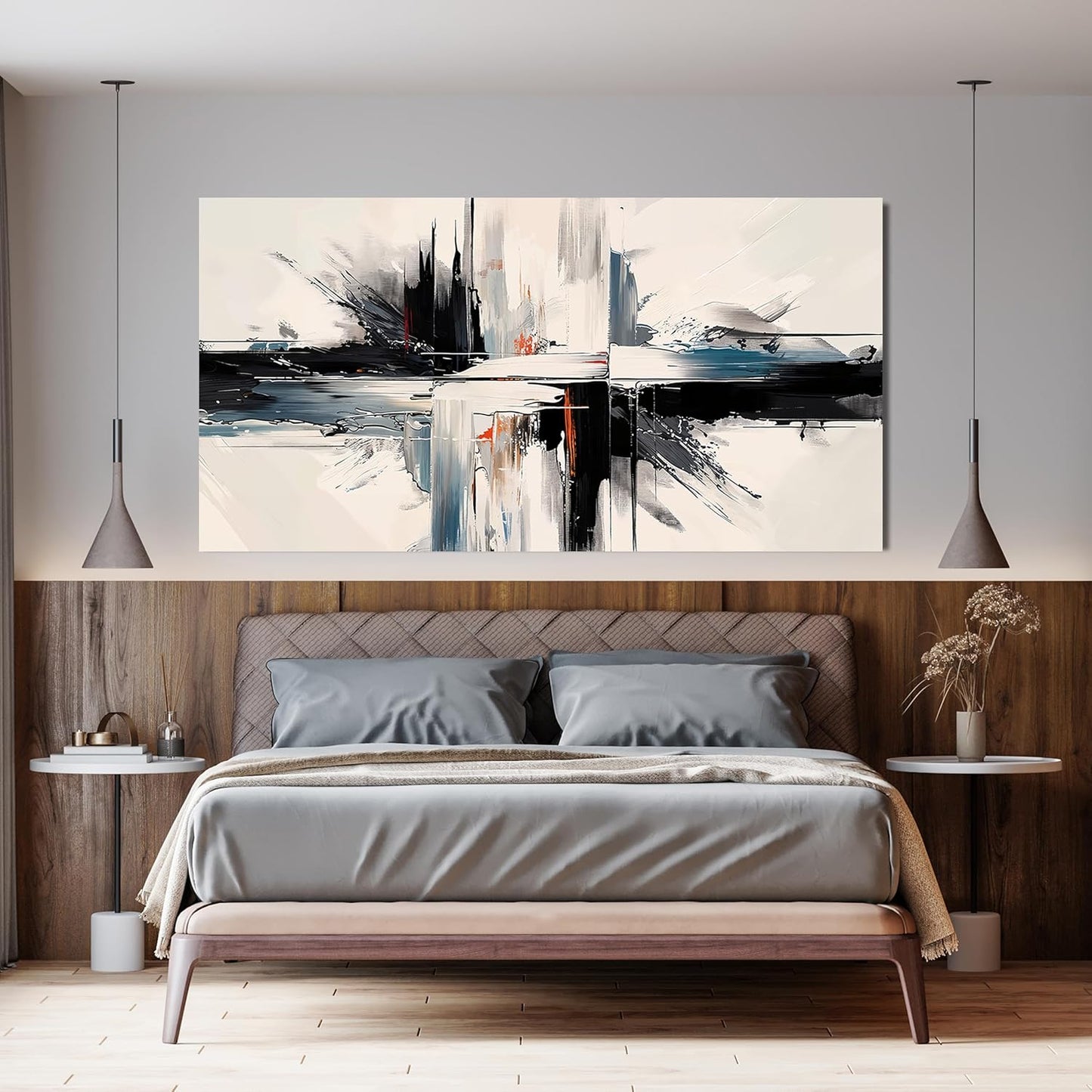 Abstract Large Wall Art Decorations Modern Wall Art Pictures for Living Room Abstract Canvas Art Wall Decor Oversized Black and White Wall Art Prints Artwork for Walls Bedroom Office Decor 29" X 58"