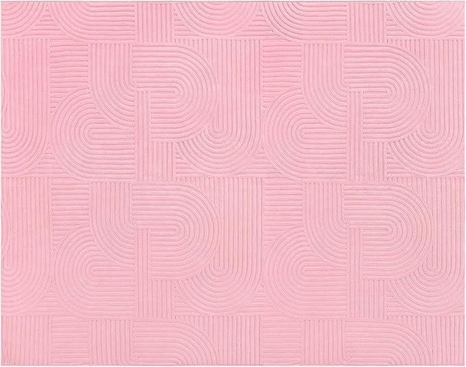 Pauwer Pink Area Rug for Girls Bedroom 8x10 Soft Fluffy Non Slip Machine Washable Rugs Arch Modern Indoor Mat Fuzzy Floor Carpet for Kids Nursery Living Room Dorm Playroom Dining Baby Home Decor