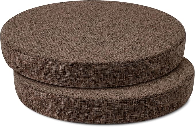 Tromlycs Round Chair Seat Cushions for Circle Bistro Stool Chairs Pads Pillow Large Indoor Circular Non Slip Foam Cushion 18 inch Brown Set of 2