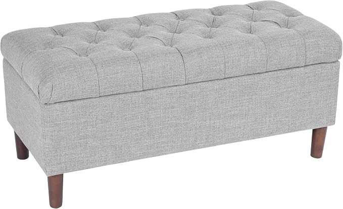 HomePop 40" Ainsley Button Tufted Storage Bench - Gray Woven